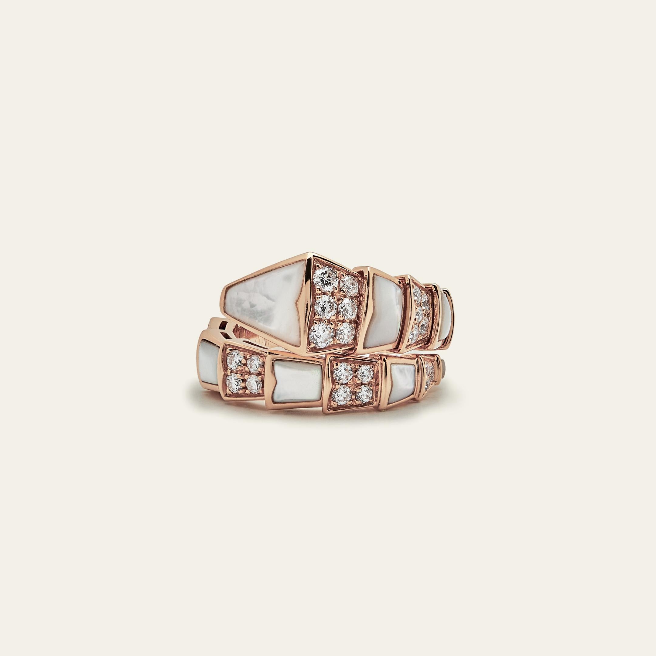 Round Cut BVLGARI Serpenti Viper One-Coil Ring 350667 For Sale