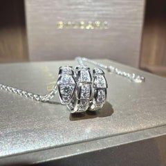 BVLGARI Serpenti Viper Pavé Diamonds 18K White Gold Necklace