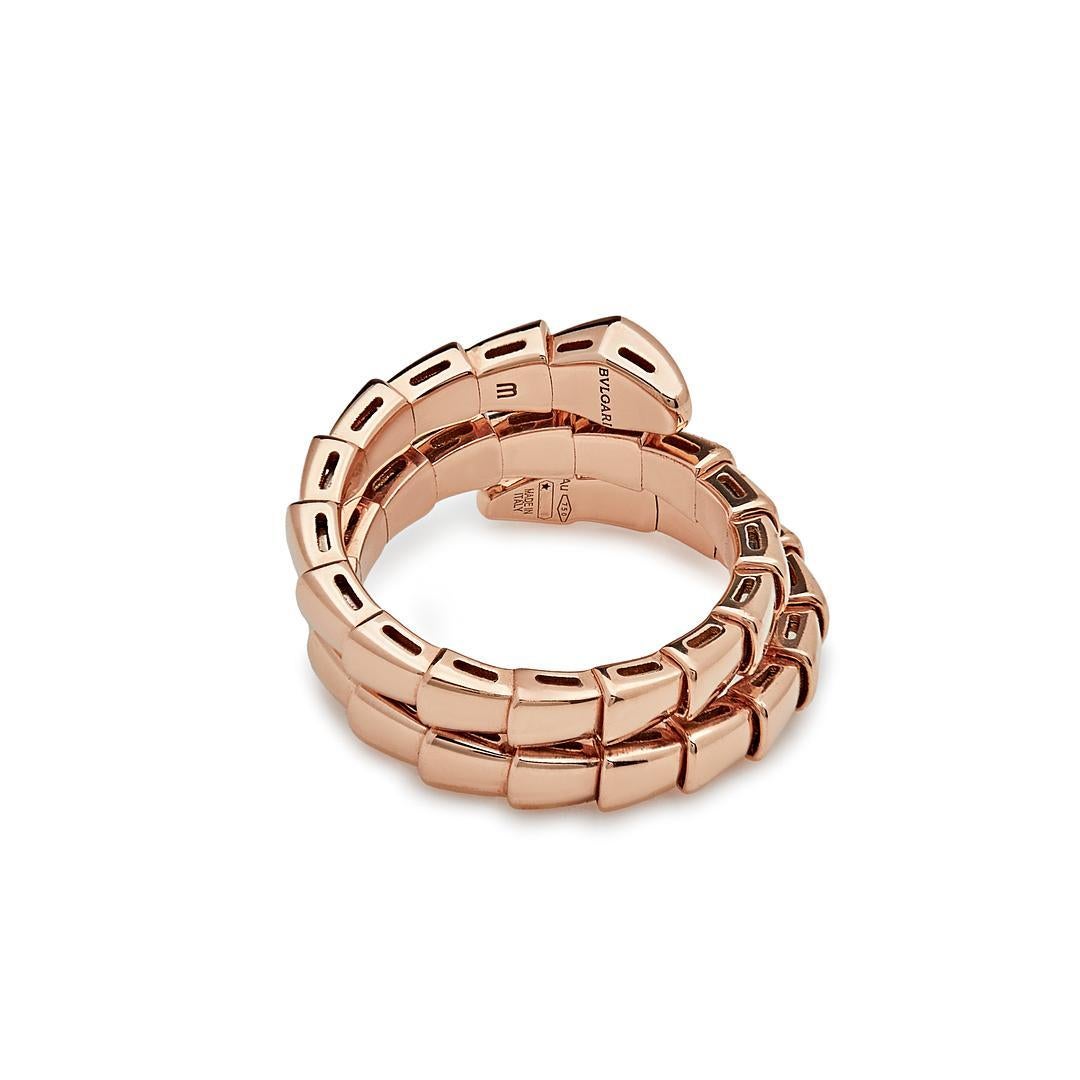 Trapezoid Cut BVLGARI Serpenti Viper Ring 357876 Rose Gold and Diamonds For Sale