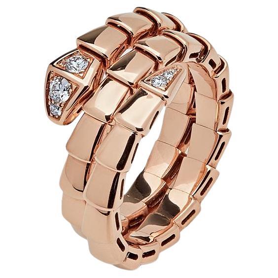BVLGARI Serpenti Viper Ring 357876 or rose et diamants en vente
