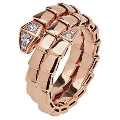 Used BVLGARI Serpenti Viper Ring 357876 Rose Gold and Diamonds