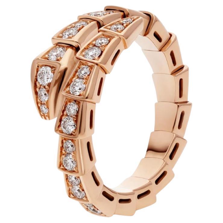 Bvlgari Serpenti Viper Ring, 18kt Rose Gold, Pavé Diamonds, Italy For Sale