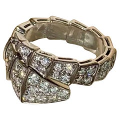 BVLGARI SERPENTI VIPER Ring in White Gold with Full Pave Diamonds