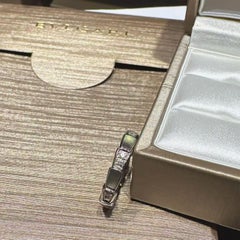 Bvlgari Serpenti Viper Ring Mother-of-Pearl Diamonds 18K White Gold Size 48