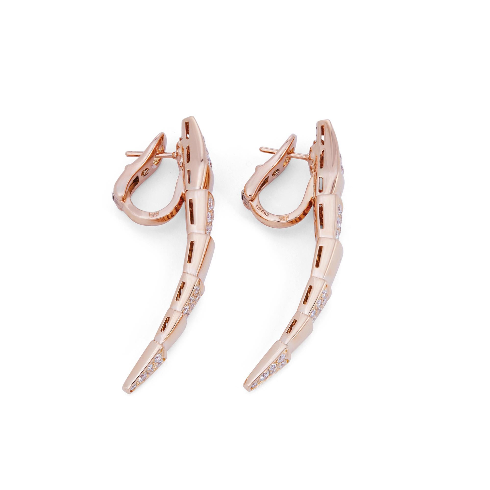 Contemporary Bvlgari 'Serpenti Viper' Rose Gold and Diamond Earrings