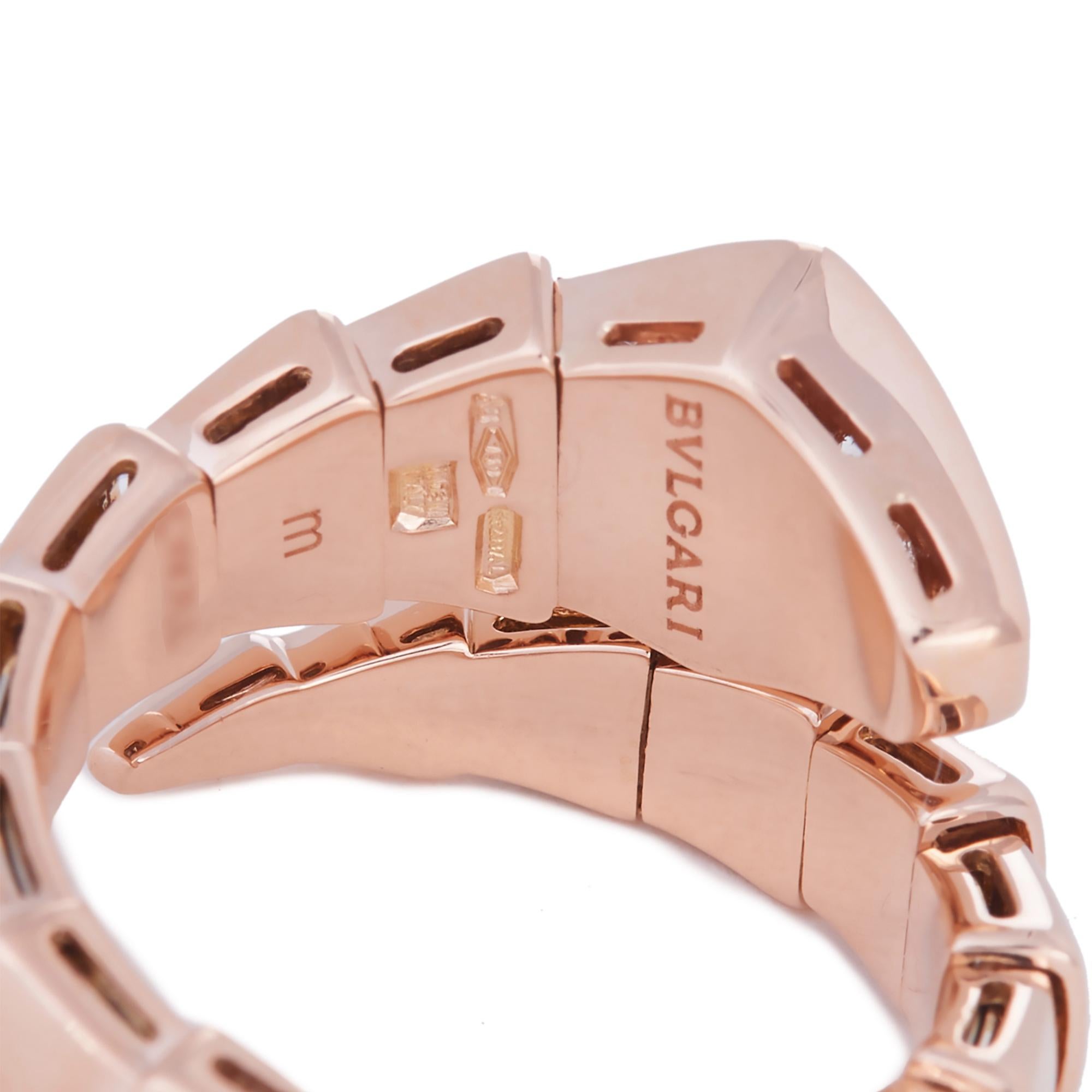 Bvlgari 'Serpenti Viper' Rose Gold Diamond Ring In Excellent Condition In New York, NY