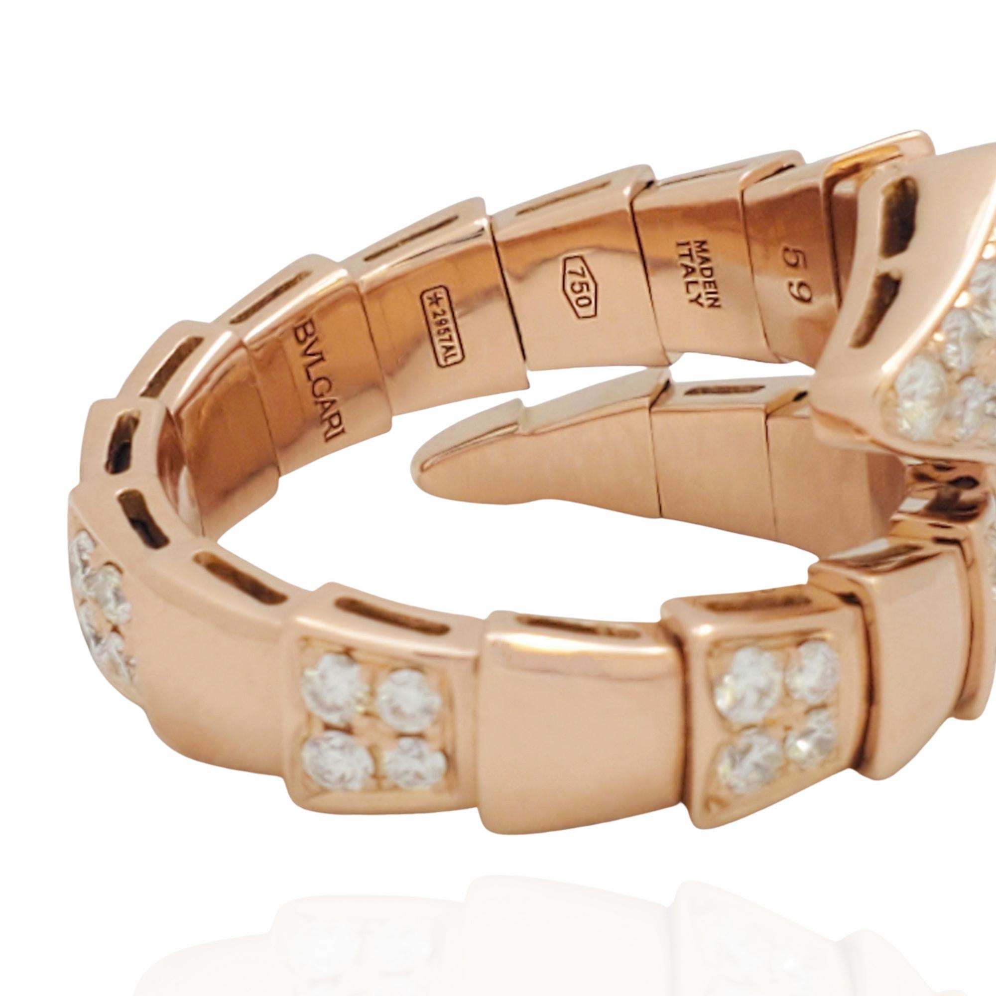 Contemporary Bvlgari 'Serpenti Viper' Rose Gold Diamond Ring