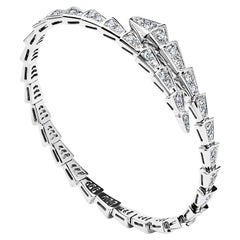 BVLGARI Serpenti Viper Slim Bracelet White Gold Full Pavé Diamonds 351844