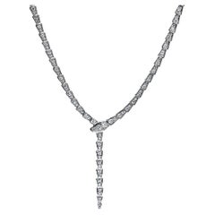 Bvlgari Serpenti Viper Slim Necklace 18k White Gold Full Pavé Diamonds 351090