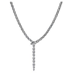 BVLGARI Serpenti Viper Slim Necklace Or blanc Full Pavé Diamants 351090