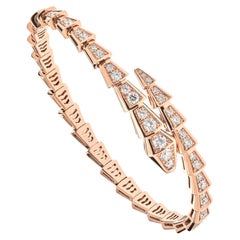 Vintage Bvlgari Serpenti Viper Thin Bracelet Rose Gold Set Full Pave Diamonds 353793