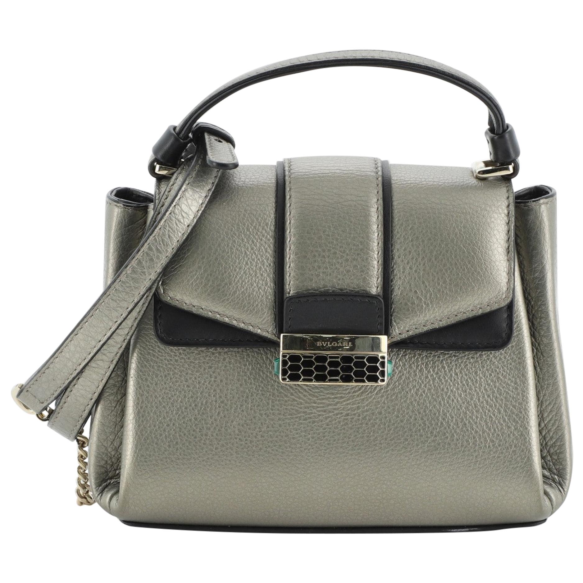 Bvlgari Serpenti Viper Top Handle Bag Leather Mini