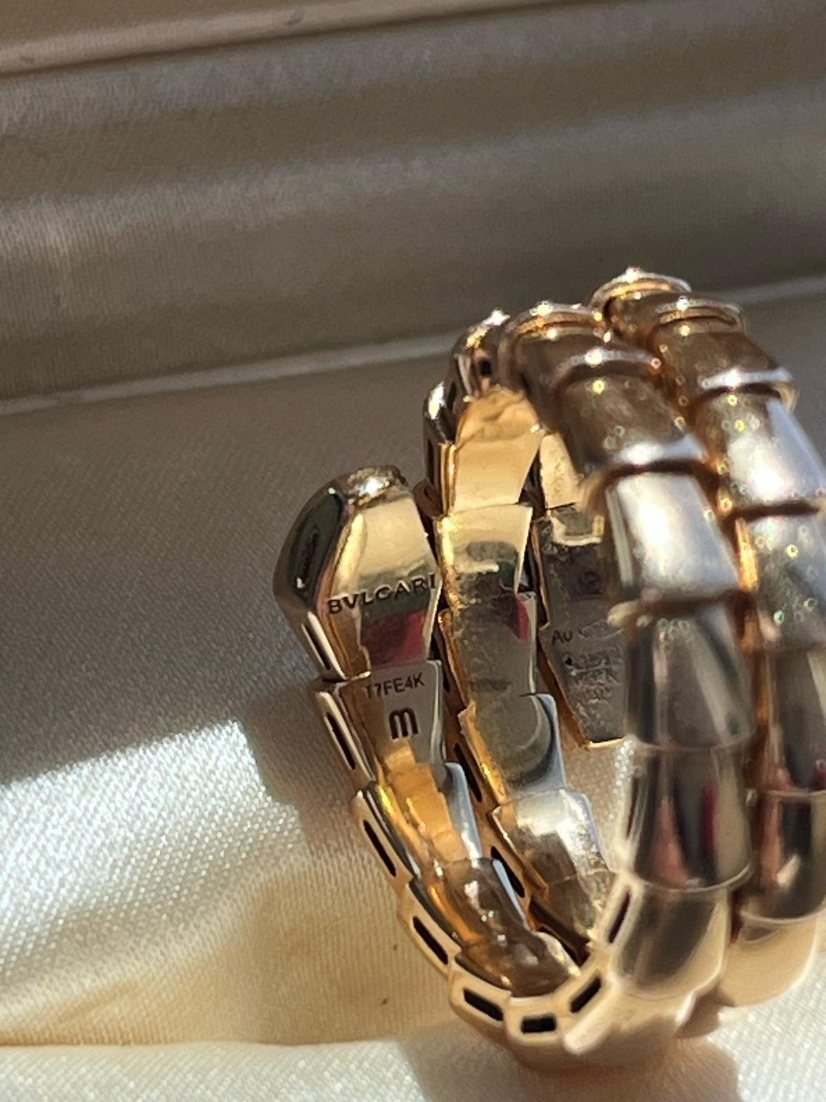 Bvlgari Serpenti Viper Two-Coil Pave Diamonds Snake Ring 18k Rose Gold For Sale 3