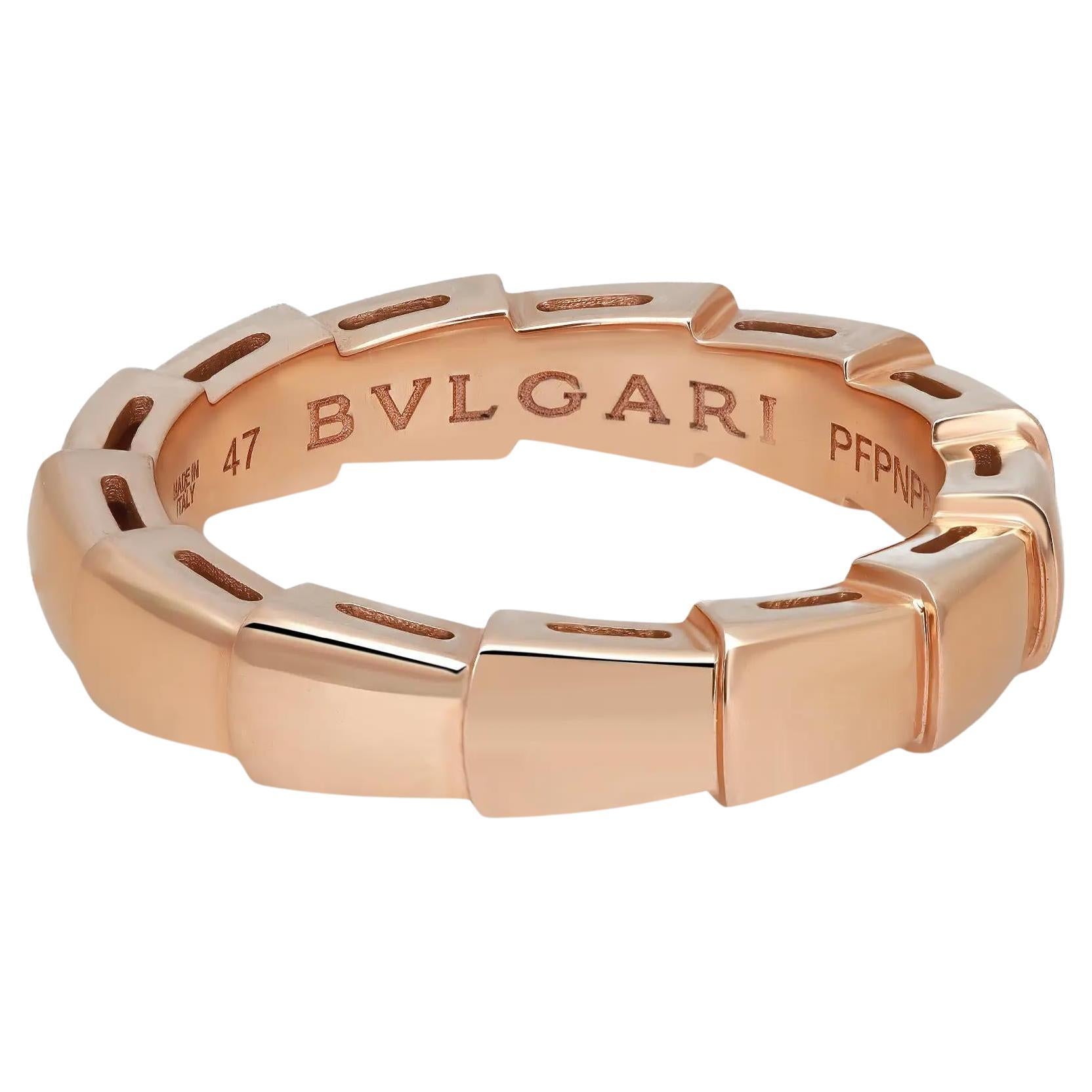 Bvlgari Serpenti Viper Wedding Band Ring 18K Rose Gold Size 47 US 4.25