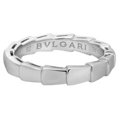 Bvlgari Serpenti Viper Wedding Band Ring 18K White Gold Size 52 US 6