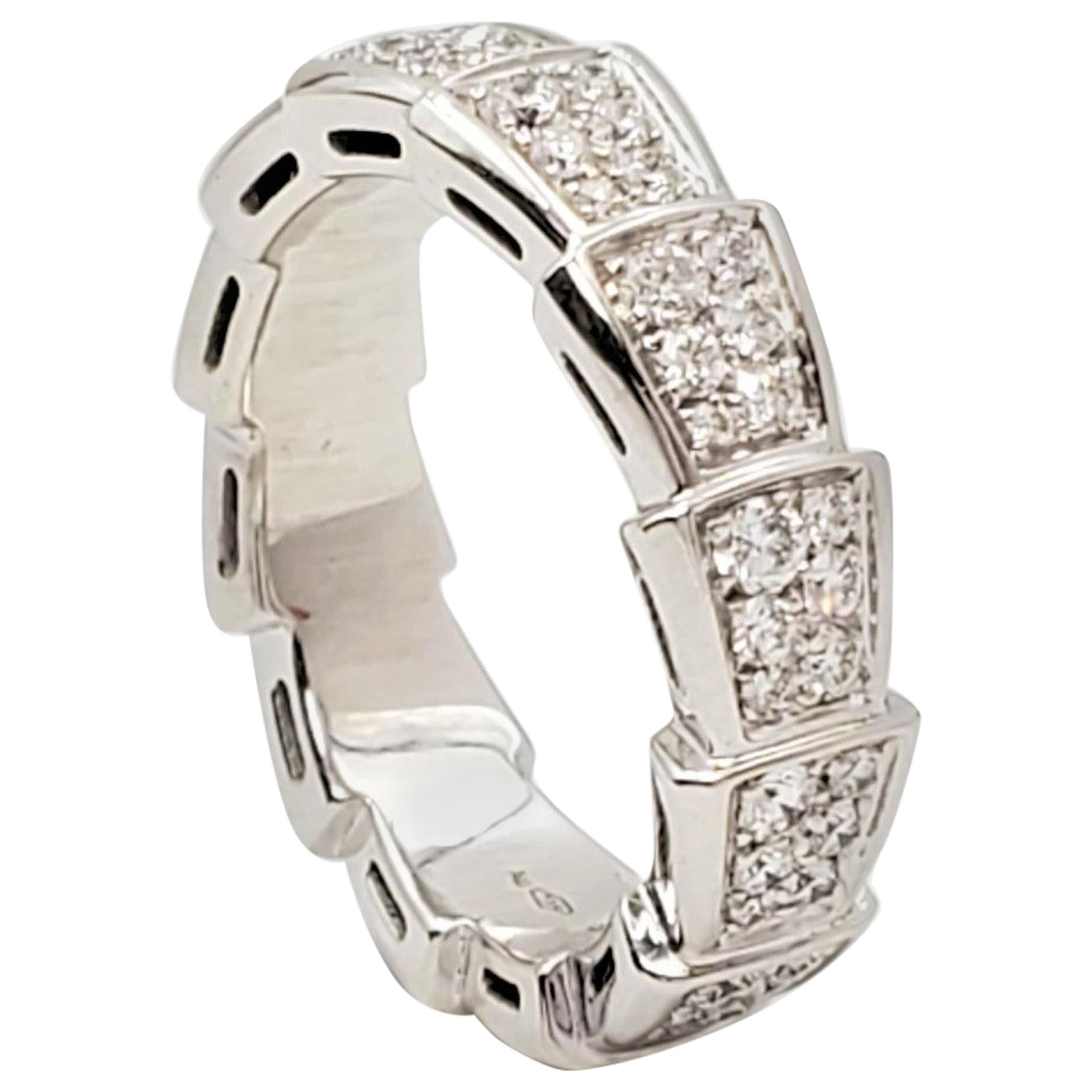 Bvlgari 'Serpenti Viper' White Gold and Diamond Pavé Ring
