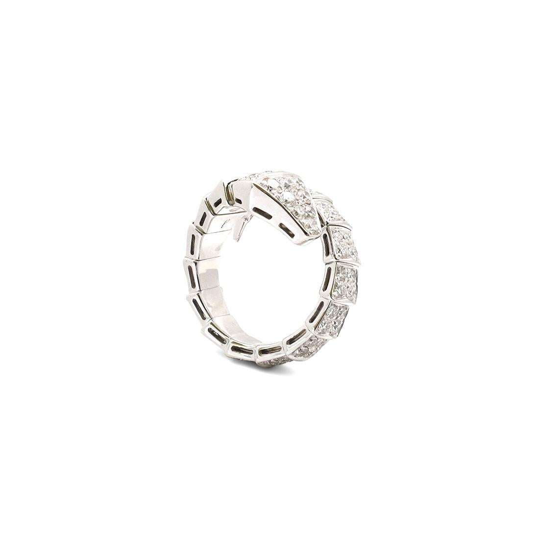 Bvlgari 'Serpenti Viper' White Gold and Diamond Ring In Excellent Condition In New York, NY