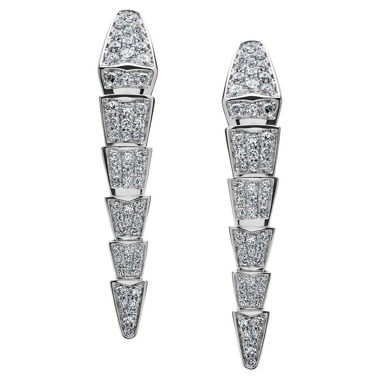 SERPENTI SILVER DIAMOND EARRINGS