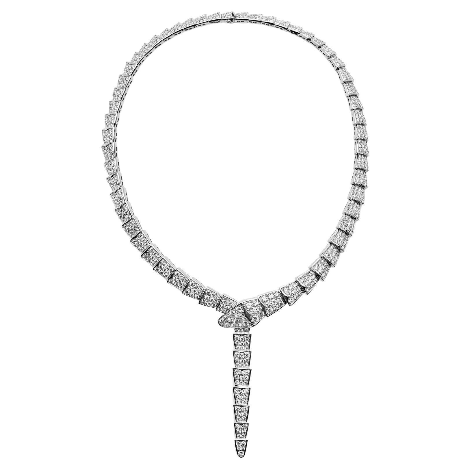 Bvlgari Serpenti Viper White Gold Diamond Necklace 348165