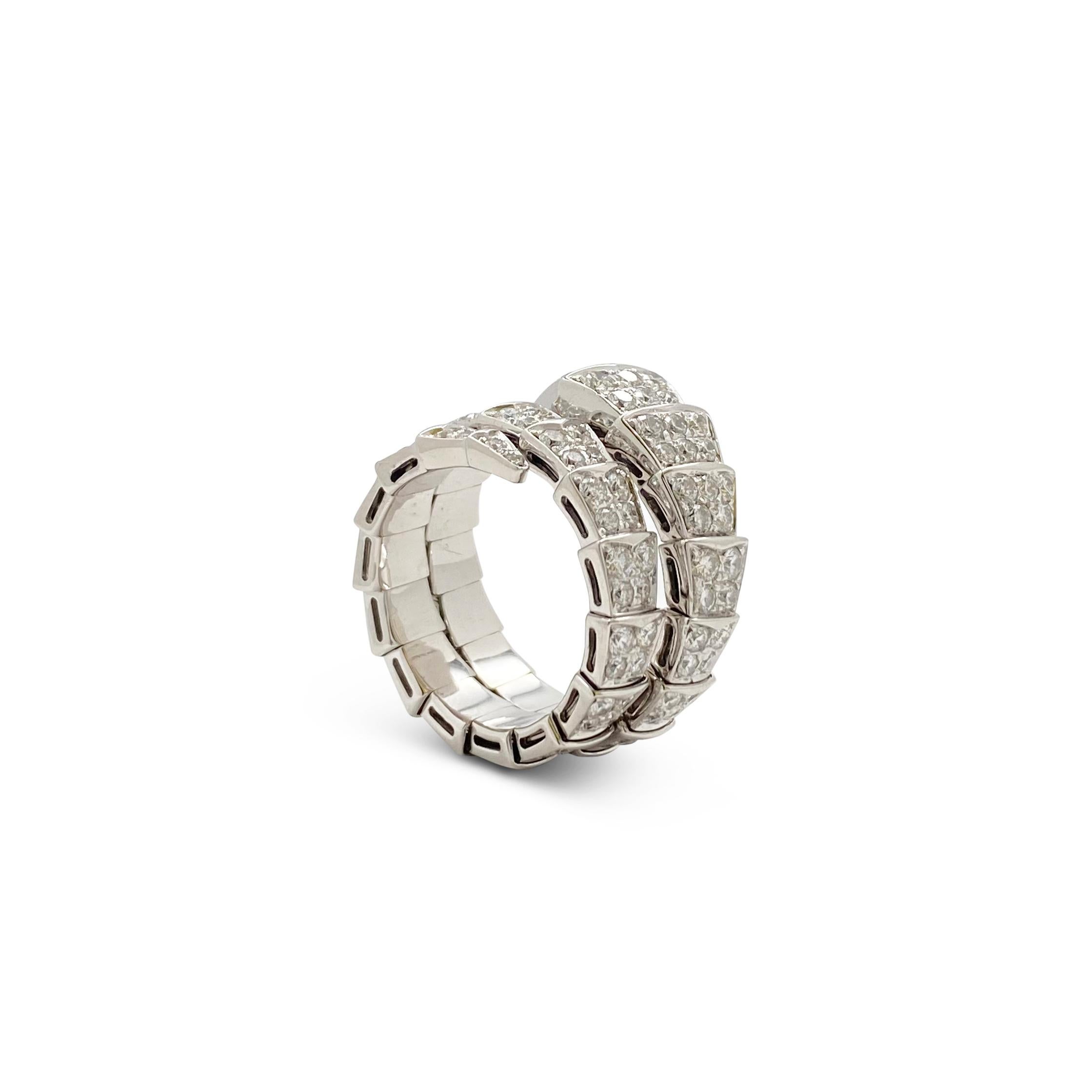 Round Cut Bvlgari 'Serpenti Viper' White Gold Diamond Ring