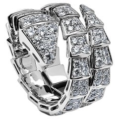 Bvlgari Serpenti Viper White Gold Pave Diamond Two-Coil Ring 345226