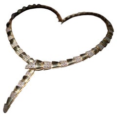 Bvlgari Serpenti Viper Wide Necklace 18k Rose Gold Demi-Pavé Diamonds