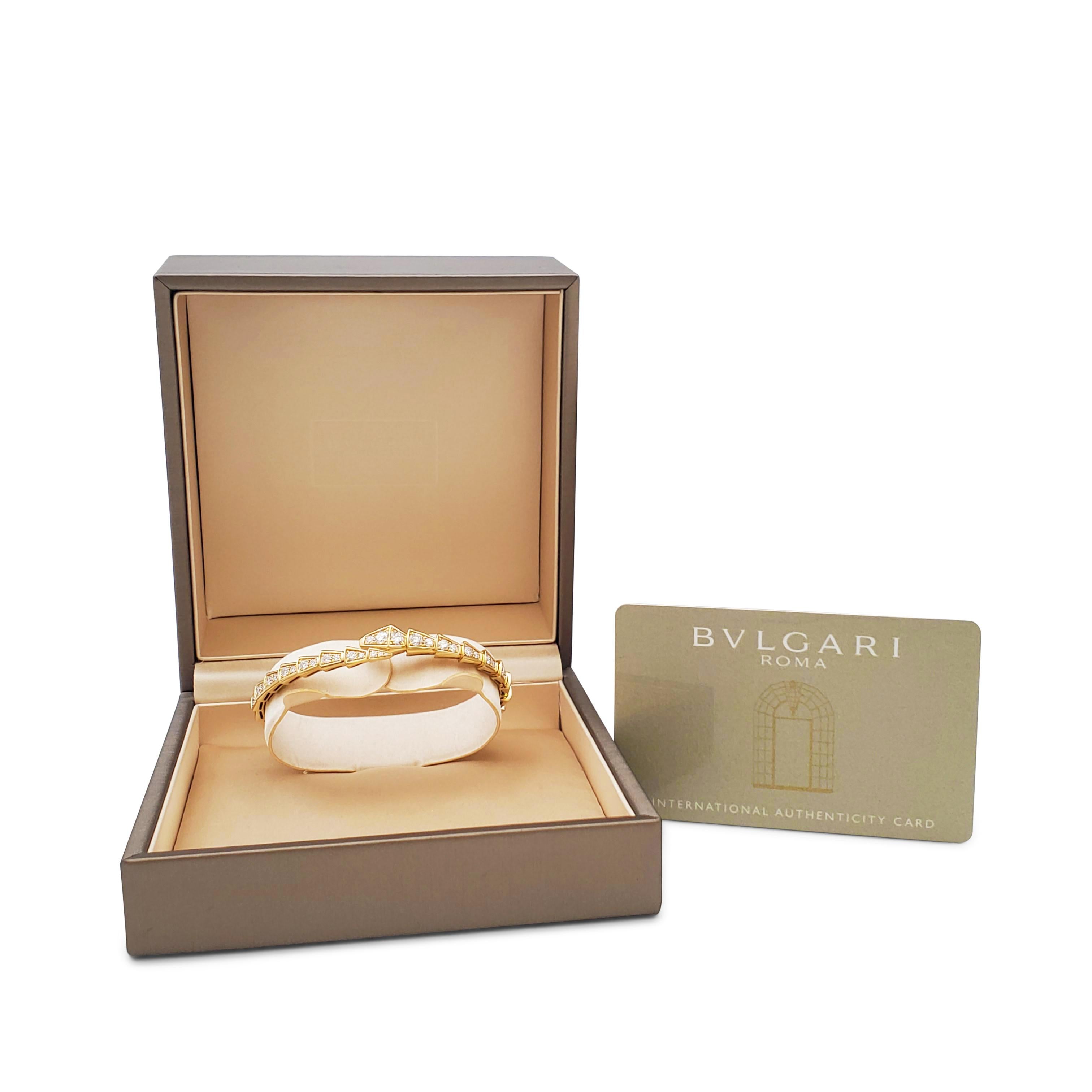 Bvlgari 'Serpenti Viper' Yellow Gold Diamond Bracelet In Excellent Condition In New York, NY