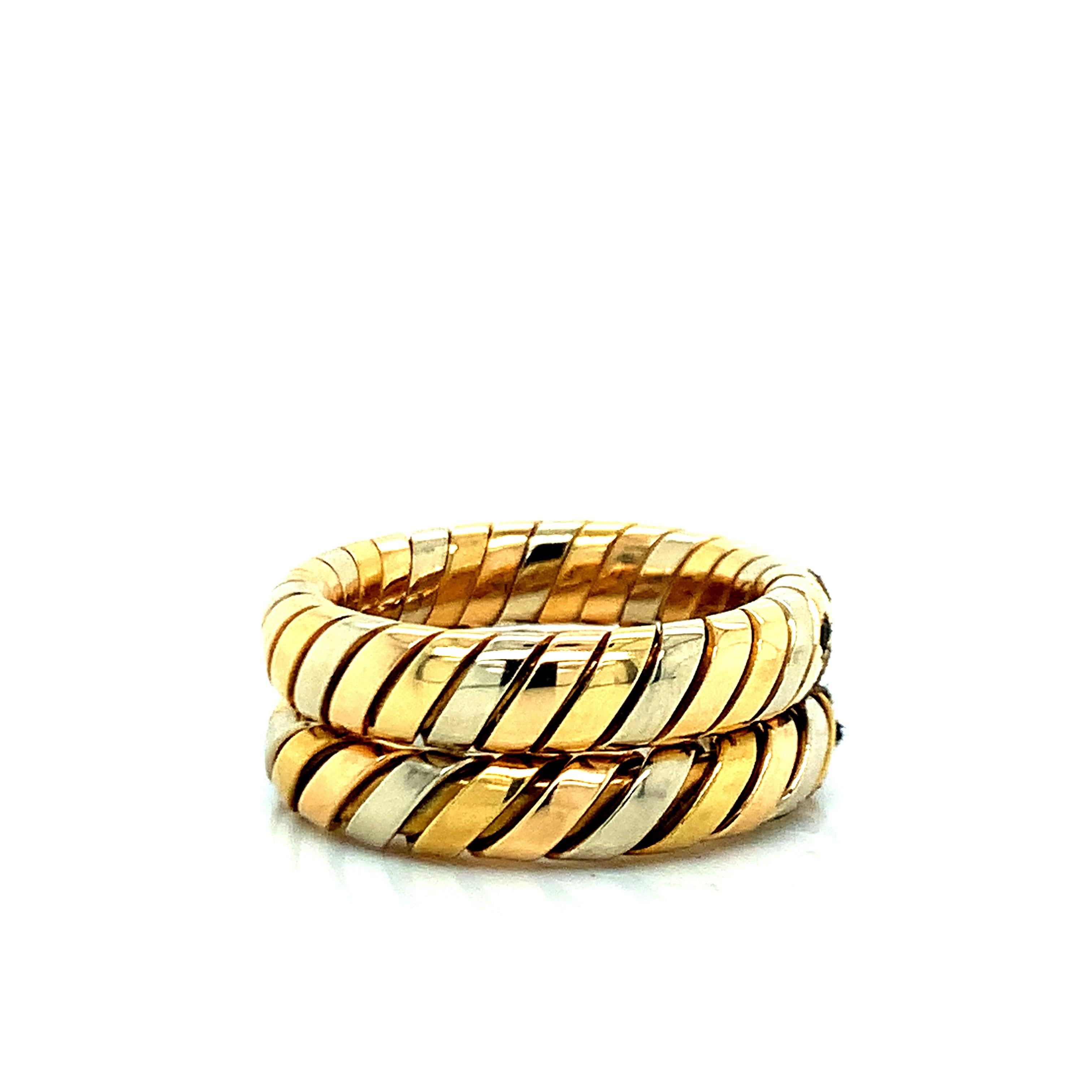 Bvlgari Set of Two Tubogas Rings In Excellent Condition For Sale In New York, NY