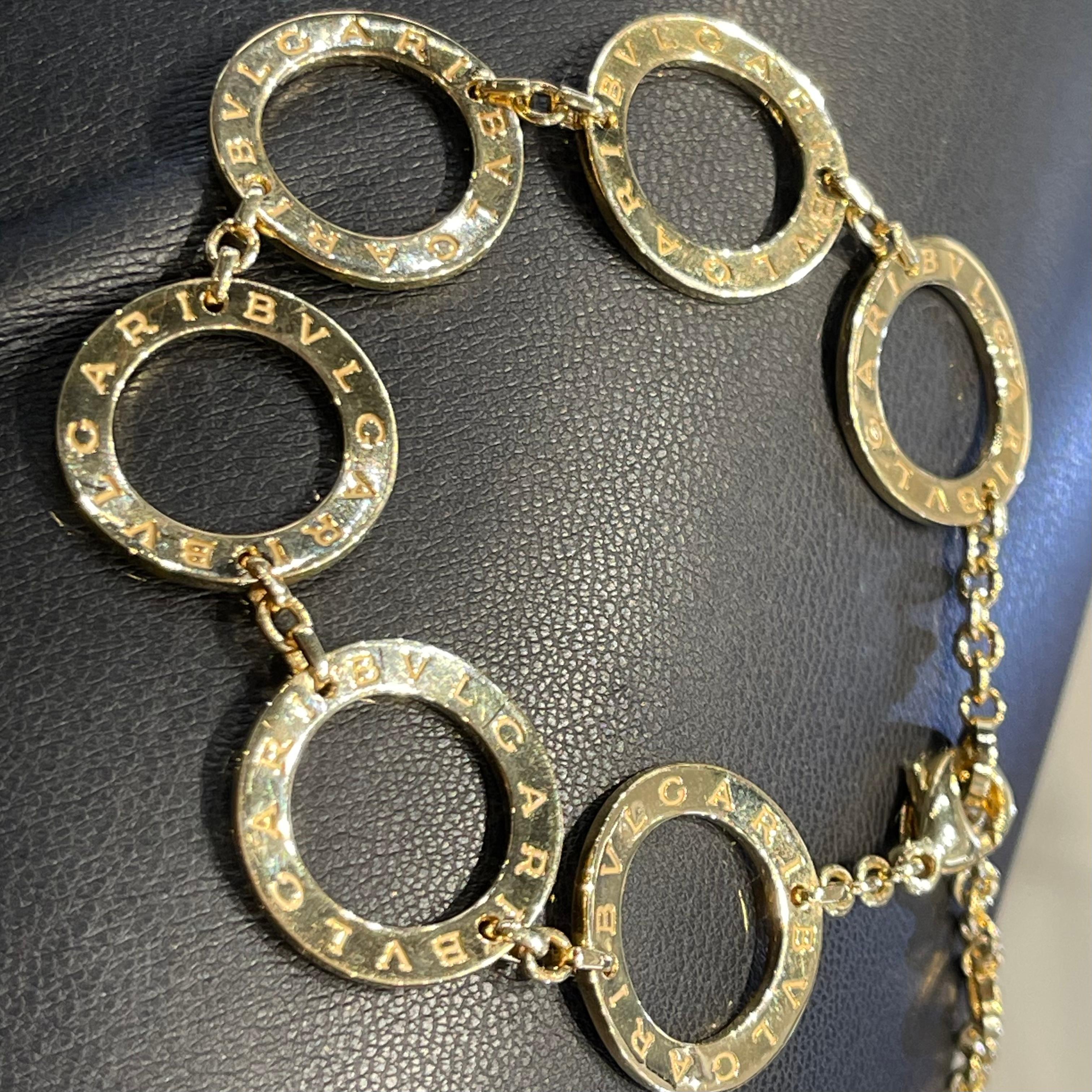 Bvlgari Bracelet caractéristique à 6 cercles en or jaune 18 carats Excellent état - En vente à Miami, FL