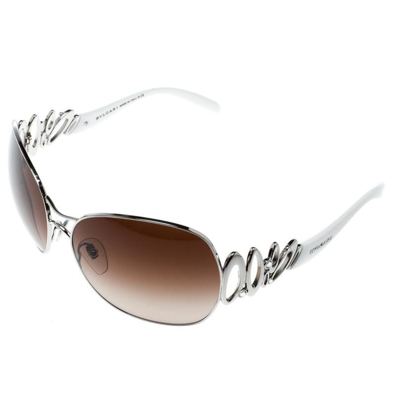 Gray Bvlgari Silver/Brown Gradient 6028-B Oversized Sunglasses