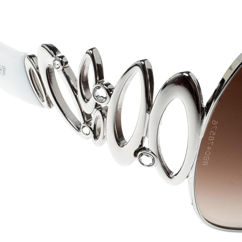 Bvlgari Silver/Brown Gradient 6028-B Oversized Sunglasses In Excellent Condition In Dubai, Al Qouz 2