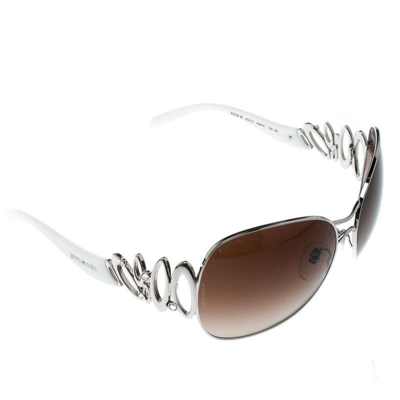 Bvlgari Silver/Brown Gradient 6028-B Oversized Sunglasses