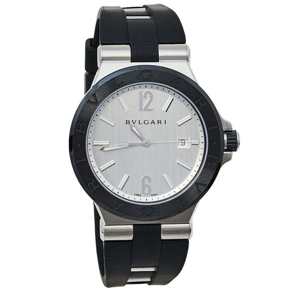 Bvlgari Silver Ceramic Diagono 102252 Automatic Men's Wristwatch 42 mm