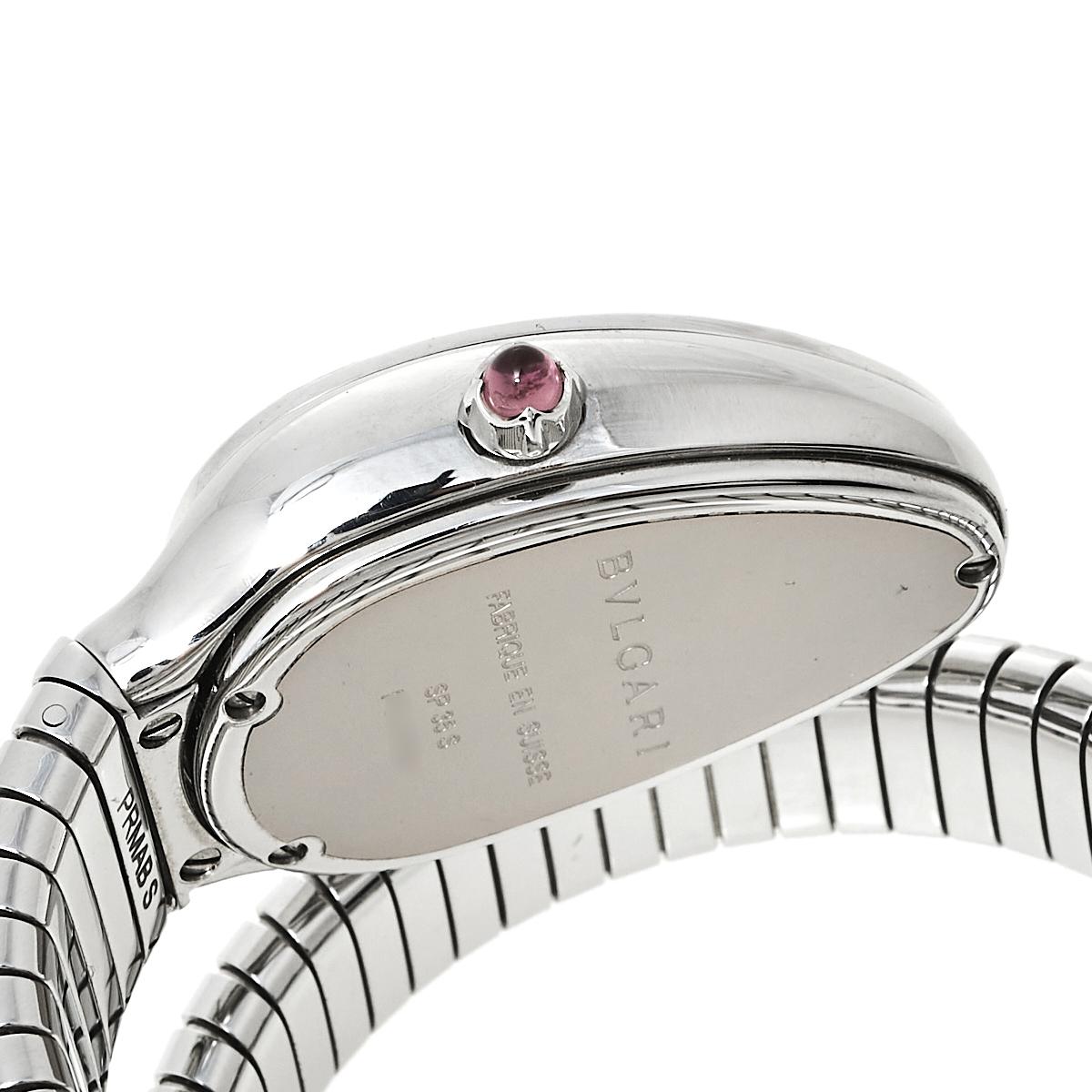 Bvlgari Silver Guilloché Soleil Stainless Steel Diamond Women's Wristwatch 35 mm 1