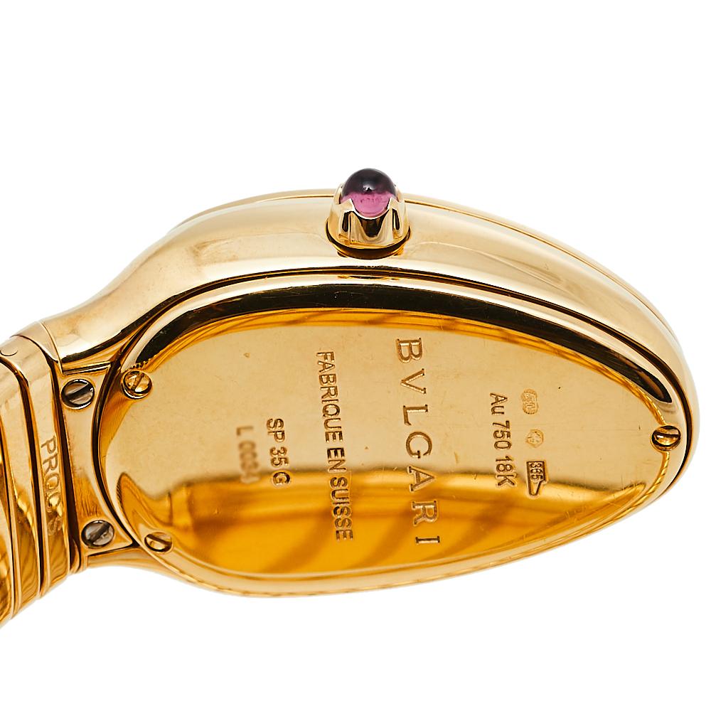 Bvlgari Silver Opaline Guilloché Soleil 18K Yellow Gold Women's Wristwatch 35 MM 2