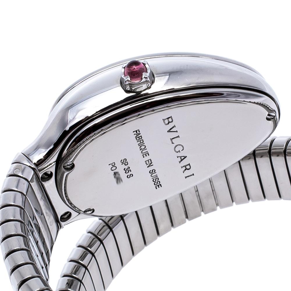 Bvlgari Silver Opaline Stainless Steel Serpenti 101910 Women's Wristwatch 35 mm 1