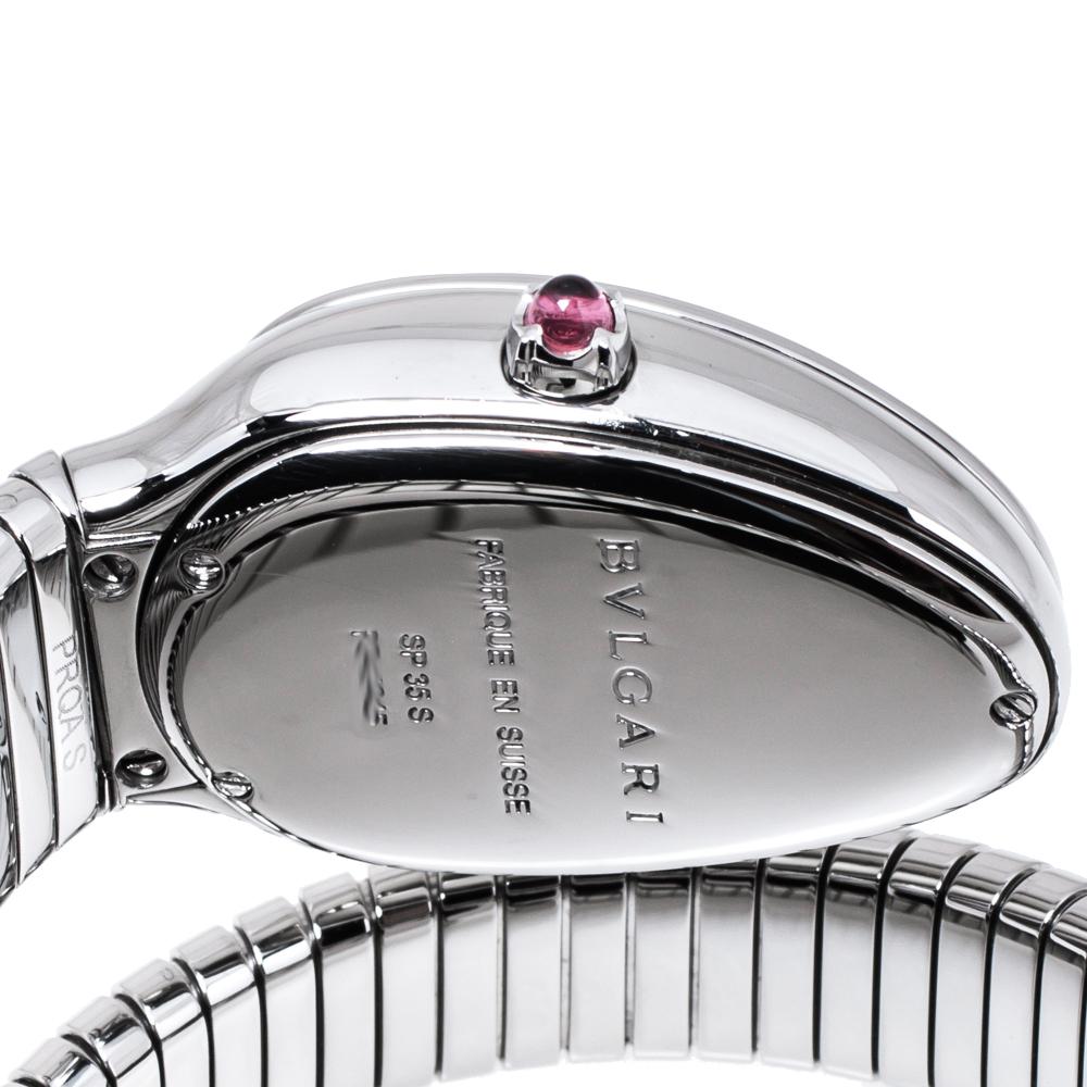 Bvlgari Silver Opaline Stainless Steel Serpenti 101910 Women's Wristwatch 35 mm 2