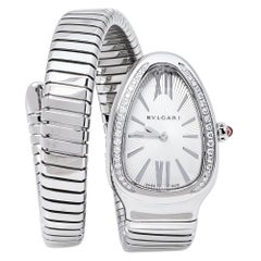 Bvlgari Silver Opaline Acier inoxydable Serpenti 101910 Montre-bracelet pour femme 35 mm