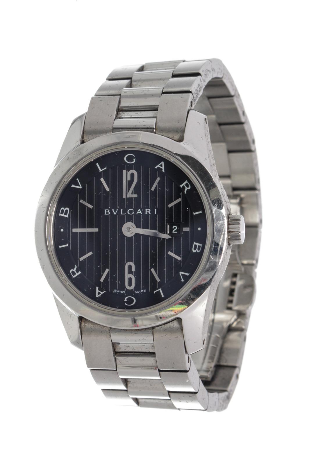 Bvlgari Silver Solo Tempo Quartz Watch with gold-toneÂ hardware.

50069MSCÂ