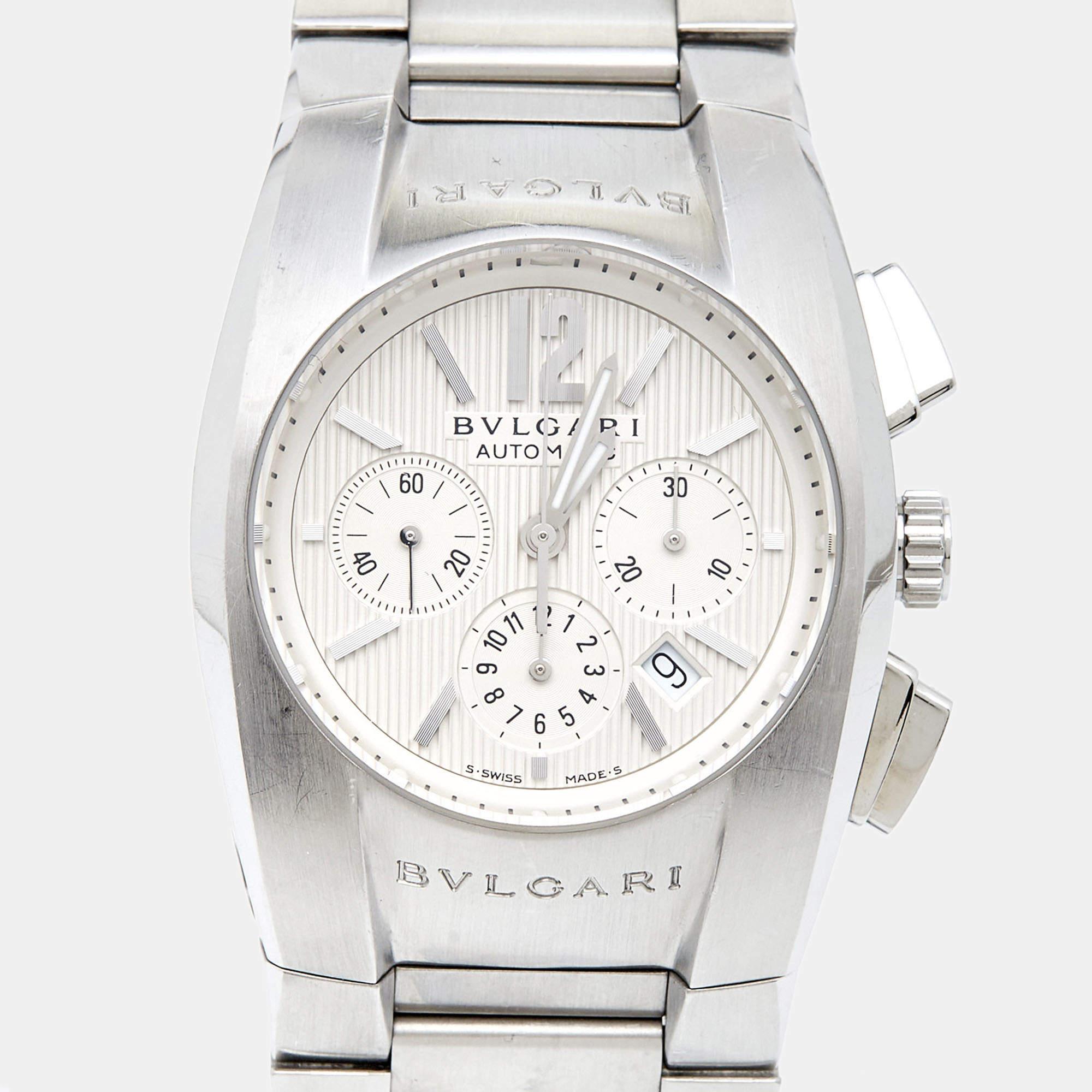 Bvlgari Montre-bracelet pour homme Ergon EG 35 S CH en argent et acier inoxydable, 35 mm en vente 6