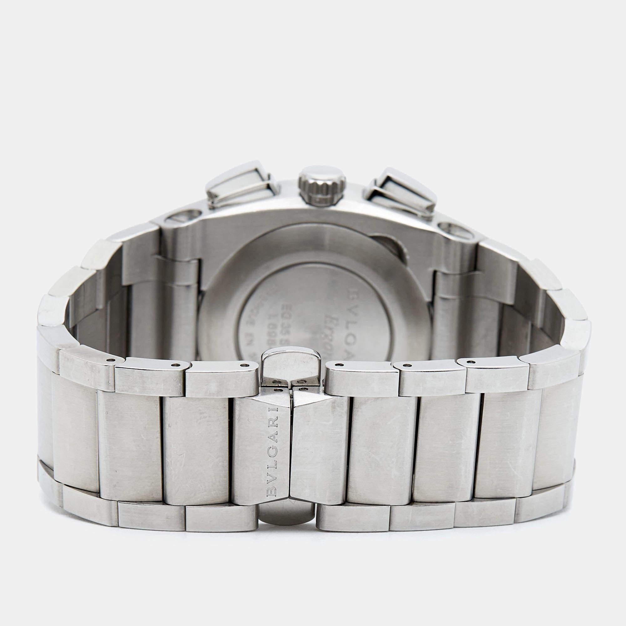 Aesthetic Movement Bvlgari Silver Stainless Steel Ergon EG 35 S CH Men's Wristwatch 35 mm For Sale