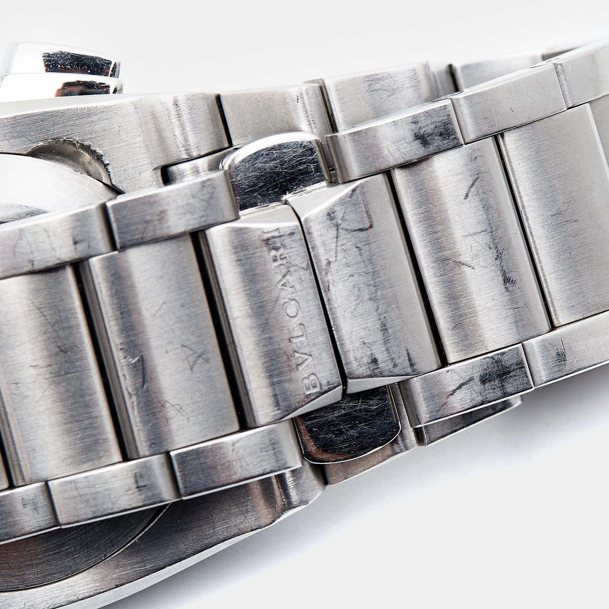 Bvlgari Montre-bracelet pour homme Ergon EG 35 S CH en argent et acier inoxydable, 35 mm Bon état - En vente à Dubai, Al Qouz 2