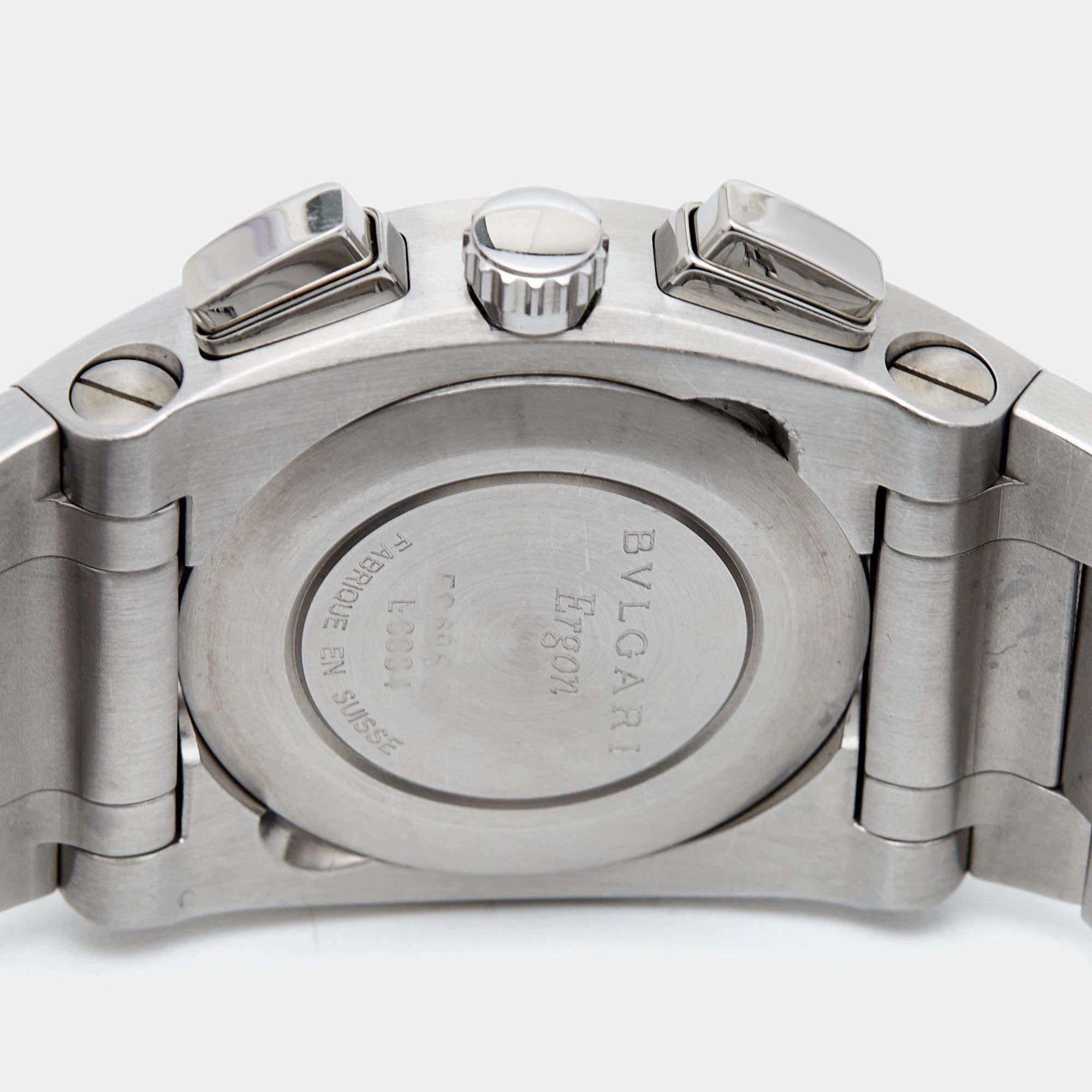 Bvlgari Silver Stainless Steel Ergon EG 35 S CH Men's Wristwatch 35 mm In Good Condition For Sale In Dubai, Al Qouz 2
