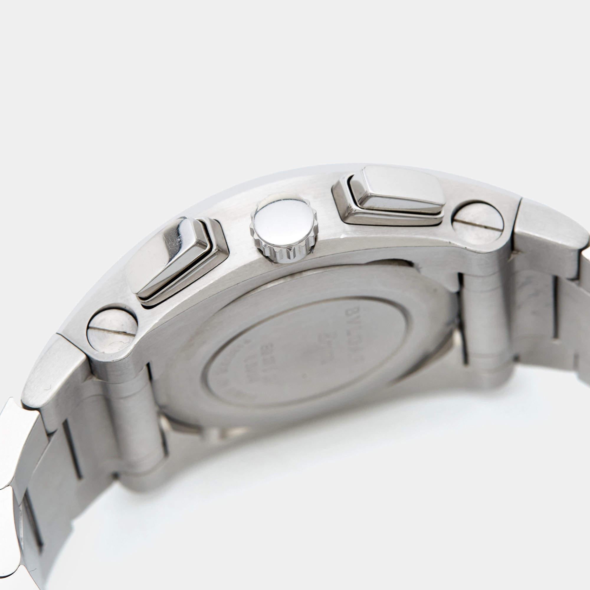 Bvlgari Silver Stainless Steel Ergon EG 35 S CH Men's Wristwatch 35 mm For Sale 1