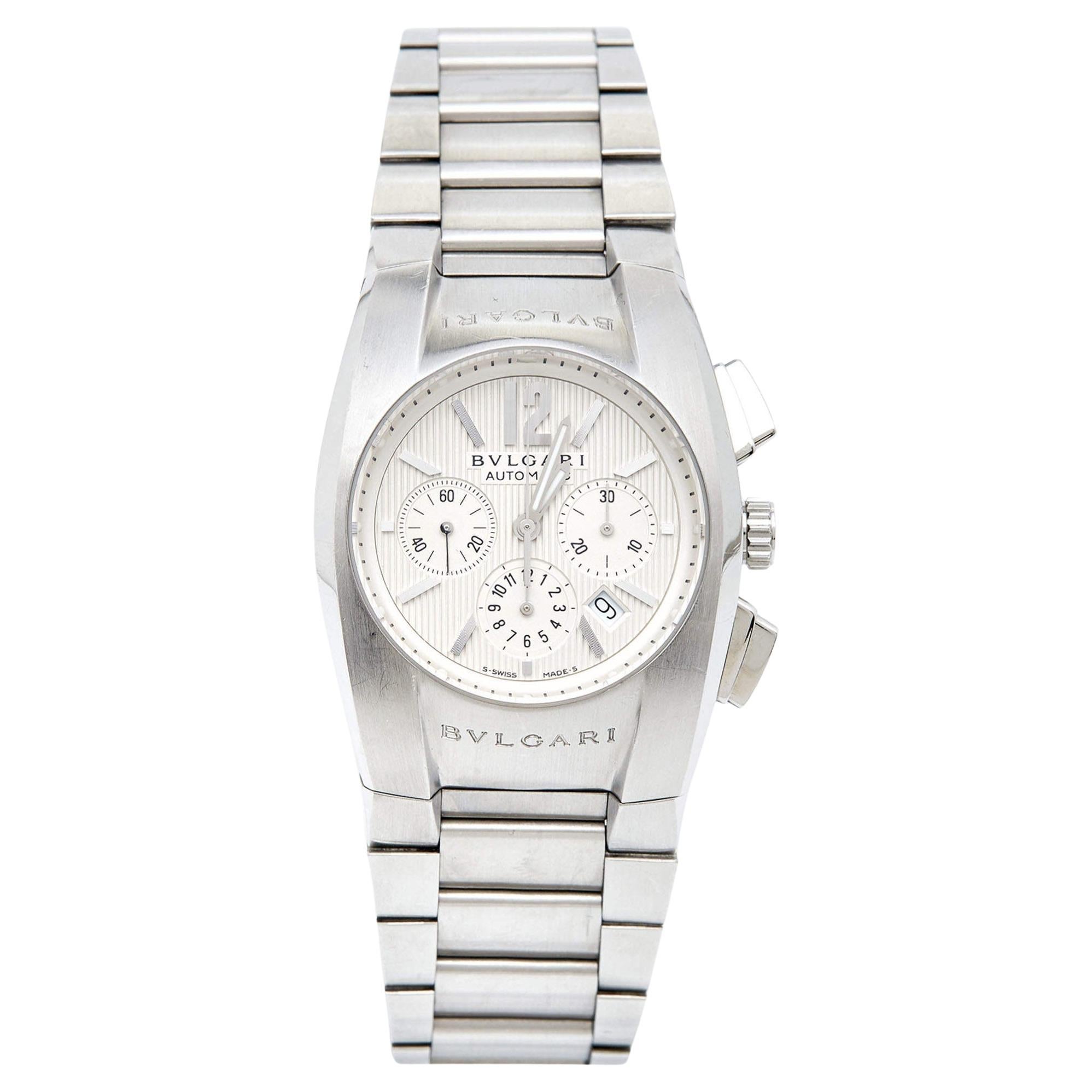 Bvlgari Silver Stainless Steel Ergon EG 35 S CH Men's Wristwatch 35 mm For Sale