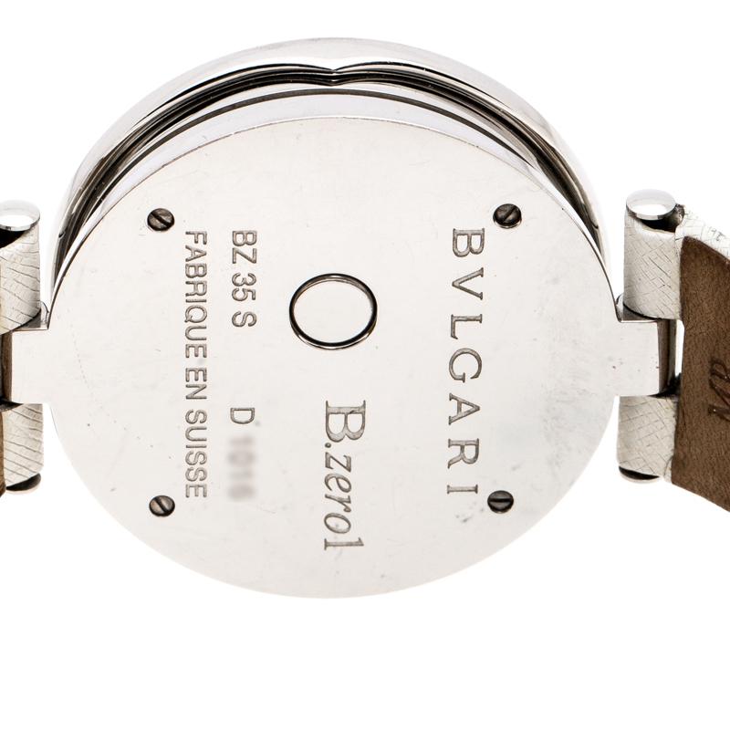 Bvlgari Silver Stainless Steel Heart Diamond B.Zero1 Women's Wristwatch 35 MM 1