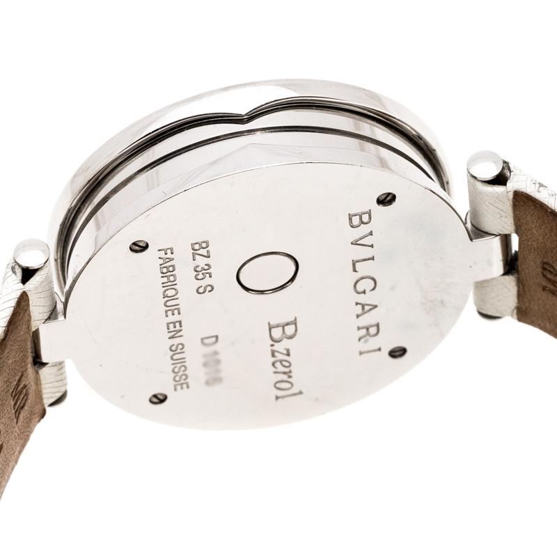 Bvlgari Silver Stainless Steel Heart Diamond B.Zero1 Women's Wristwatch 35 MM 2