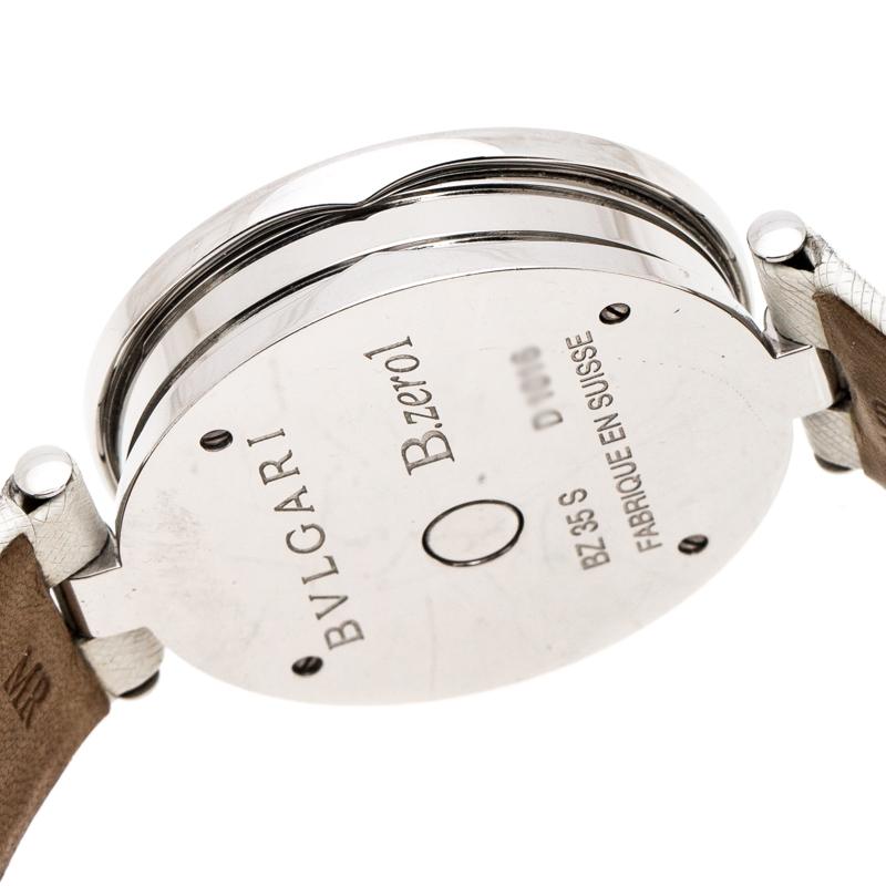 Bvlgari Silver Stainless Steel Heart Diamond B.Zero1 Women's Wristwatch 35 MM 3