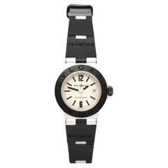 Bvlgari Silver Two-Tone Aluminum Rubber Diagono AL29TA Women's Wristwatch 29 mm