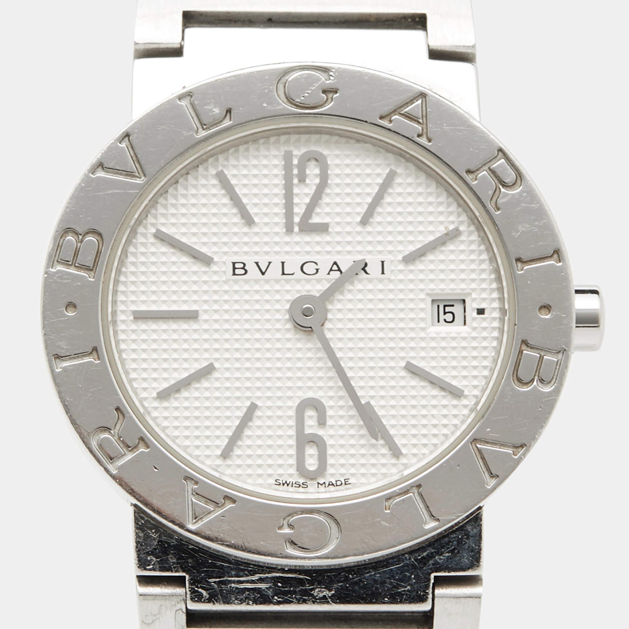 Aesthetic Movement Bvlgari Silver White Bvlgari Bvlgari BB26SS Women's Wristwatch 26 mm
